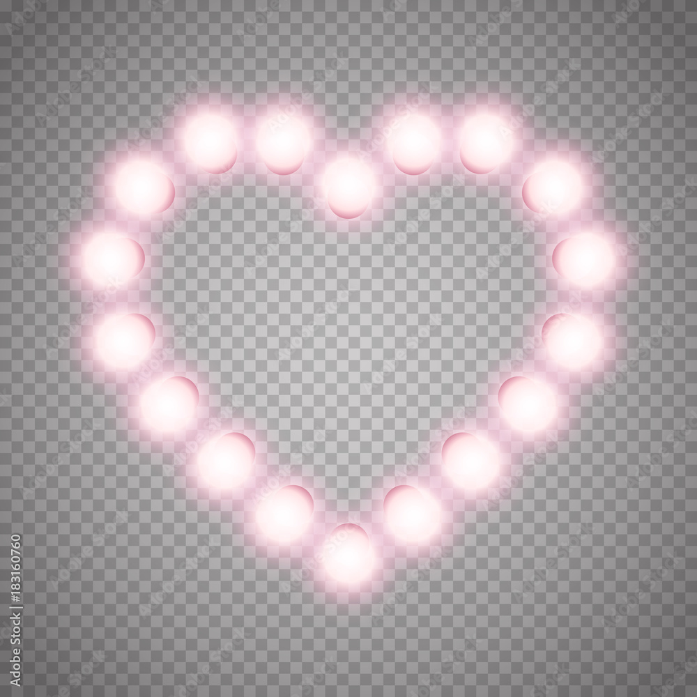 Poster glow heart isolated on transparent background. vector