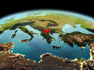 Macedonia on planet Earth in space