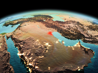 Fototapeta premium Kuwait on planet Earth in space