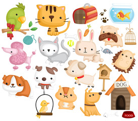 Obraz premium Pet Animal Vector Set
