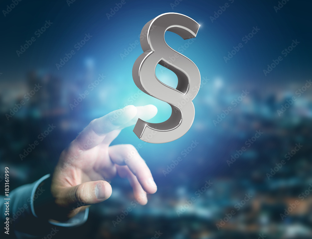 Fototapete Justice and law symbol displayed on a futuristic interface - 3d rendering