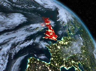 United Kingdom at night from orbit