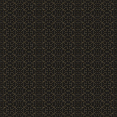 Black background, geometric seamless pattern texture for any purpose. Abstract modern model. Vector image