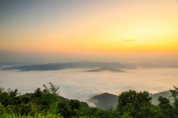 Doy-sa-merh-dow, Landscape sea of mist in national park of Nan province  Thailand.