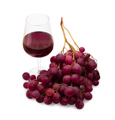 Red wine and grapes