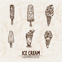 Digital vector detailed line art ice cream