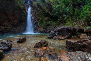 Naklejka na ściany i meble Jokkradin waterfall, Beautiful waterwall in nationalpark of Kanchanaburi province, ThaiLand.