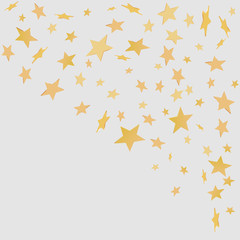 Confetti cover from gold stars. Swirl path like corner vignette.