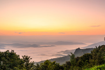 Doy-sa-merh-dow, Landscape sea of mist in national park of Nan province  Thailand.