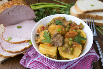 tasty stewed vegetables with meat