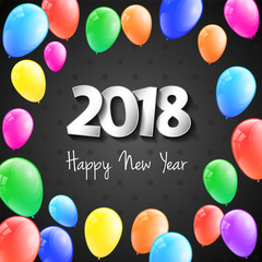 Concept of multicoloured poster for Happy New Year 2018.  Vector.