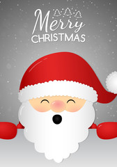 Cute singing Santa Claus with wishes - Christmas card. Vector.