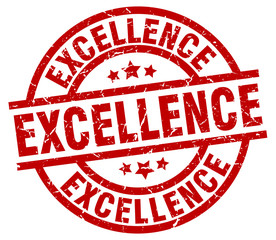 excellence round red grunge stamp