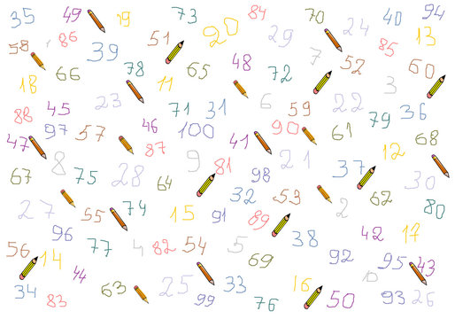 Numbers to one hundred on white background