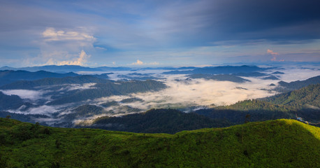 Landscape sea of mist in Kanchanaburi province  border of Thailand and Myanmar.