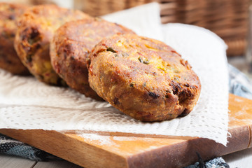 Aloo Tikki or cutlet. Indian snack made of boiled potatoes