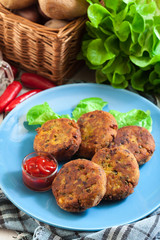 Aloo Tikki or cutlet. Indian snack made of boiled potatoes