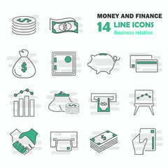 Set of money and finance line icons for web and mobile design