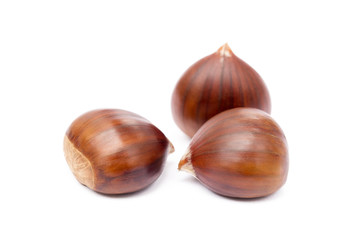 Chestnuts isolated on white background