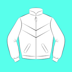 White sports jacket with black contours of different thickness. Vector image. Style thin lines © krokus312