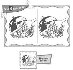 find 9 differences game food peace
