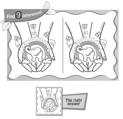 find 9 differences game hand imagination