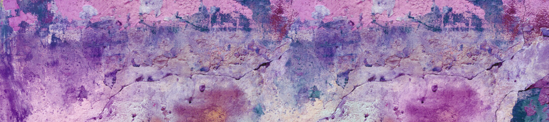 panorama purple pink  cracked shabby textured concrete background