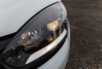 car a headlight with a lens