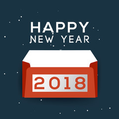 Fototapeta premium Happy New Year greeting card typography flyer template with lettering. Poster, card, label, banner and reindeer design. Vector illustration