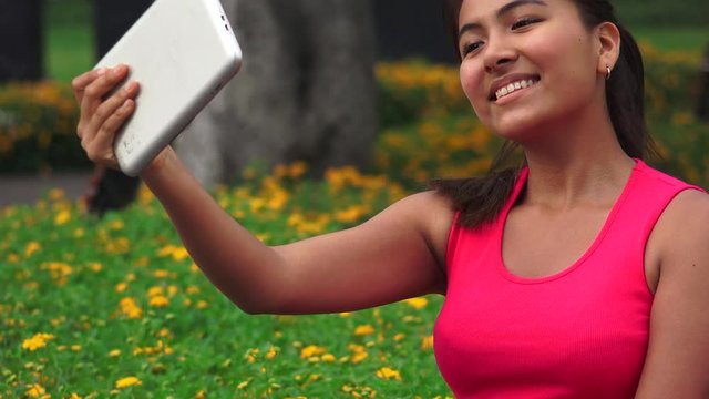 Female Teen Tablet Selfy