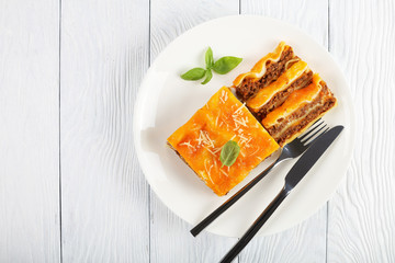 portion of tasty lasagna on plate