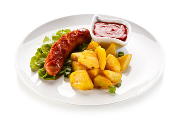 Grilled sausage and vegetables 