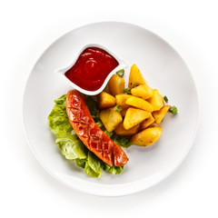 Grilled sausage and vegetables 