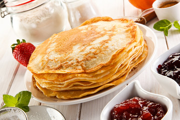 Sweet crepes with fruits 