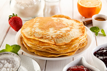 Sweet crepes with fruits 