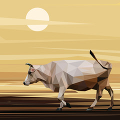 Cow low poly design. Triangle vector illustration. - 183174952