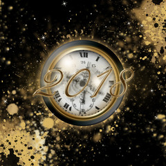 Fototapeta na wymiar 2018 classic clock gold
