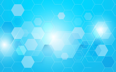 Obraz na płótnie Canvas Abstract blue hexagons technology concept background. Space for your text