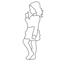 vector, isolated sketch little girl shows