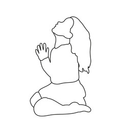  isolated sketch little girl prays