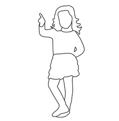  isolated sketch little girl shows