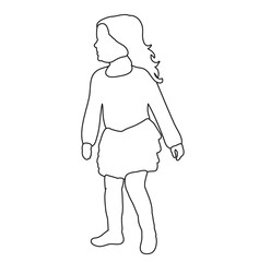 vector, isolated sketch little girl playing