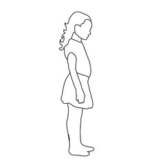 vector, isolated little girl sketch