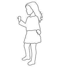 vector, isolated sketch little girl dancing