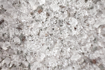White salt crystal background. Close-up. Macro
