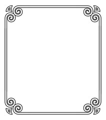 Thin Black Ornamental Frame on Vector Illustration