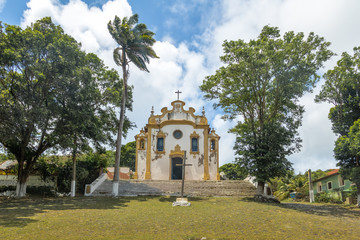 Fototapeta na wymiar Nossa Senhora dos Remedios Church at Vila dos Remedios - Fernando de Noronha, Pernambuco, Brazil