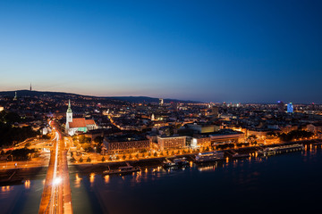 City of Bratislava at Twilight in Slovakia