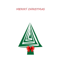 Merry Christmas greeting card with Christmas tree, vector illustration.