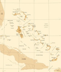 The Bahamas Map - Vintage Detailed Vector Illustration